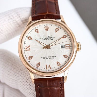 Rolex Datejust Replica with Rose Gold 9015 Movement 28800/H 40mm 316L Steel Business Watch